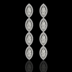 5.33 ctw Marquise Cut Diamond Micro Pave Earrings 18K White Gold