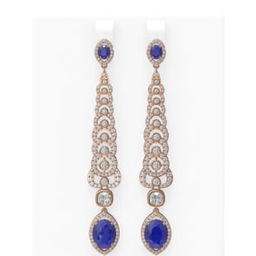 9.18 ctw Sapphire & Diamond Earrings 18K Rose Gold