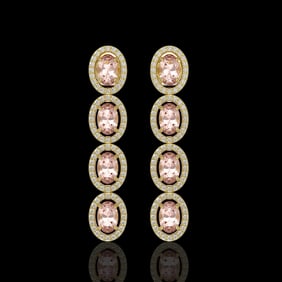 6.09 ctw Morganite & Diamond Micro Pave Halo Earrings 10k Yellow Gold
