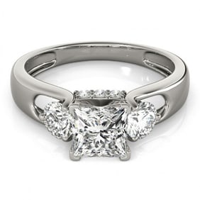 1.6 ctw VS/SI Princess Cut Diamond 3 Stone Ring 18k White Gold