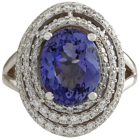 Natural Tanzanite Diamond Ring In 14