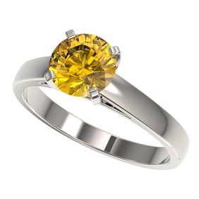 1.50 ctw Certified Intense Yellow Diamond Solitaire Ring 10k White Gold