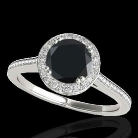 2.03 ctw Certified VS Black Diamond Solitaire Halo Ring 10k White Gold