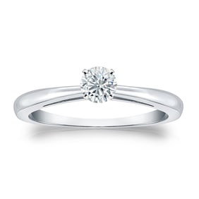 Natural 0.25 CTW Diamond Solitaire Ring 18K White Gold