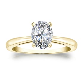 Natural 1.00 CTW Diamond Solitaire Ring 14K Yellow Gold