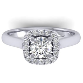 1.01 ctw Certified VS/SI Diamond Solitaire Halo Ring 14k White Gold