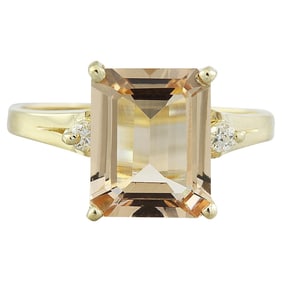 Morganite and Diamond Ring 14K Yellow Gold