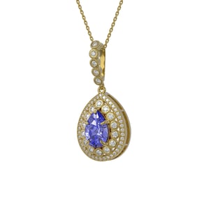 4.47 ctw Tanzanite & Diamond Victorian Necklace 14K Yellow Gold