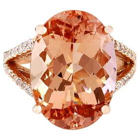 11.30 CTW Morganite 18K Rose Gold Diamond Ring