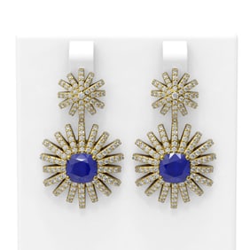 6.8 ctw Sapphire & Diamond Earrings 18K Yellow Gold