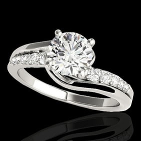 1.31 ctw Certified Diamond Bypass Solitaire Ring 10k White Gold