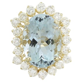 Dazzling Natural Aquamarine Diamond Ring In