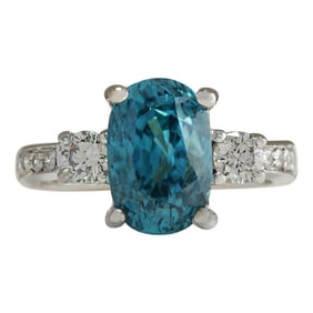 Natural Zircon Diamond Ring In 14