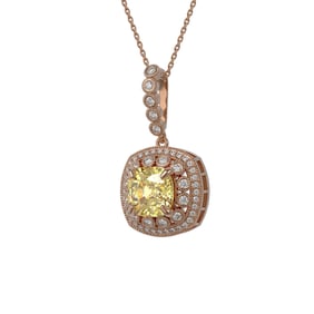 7.23 ctw Canary Citrine & Diamond Victorian Necklace 14K Rose Gold