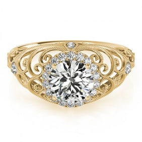 1.22 ctw Certified VS/SI Diamond Halo Ring 18k Yellow Gold