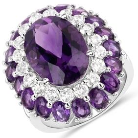 10.02 CT Genuine Amethyst and White