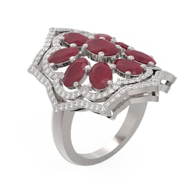 7.38 ctw Ruby & Diamond Ring 18K White Gold