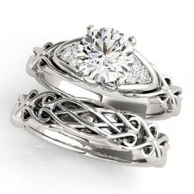 1.35 ctw Certified VS/SI Diamond Solitaire 2pc Set 14k White Gold