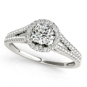 0.8 ctw Certified VS/SI Diamond Halo Ring 18k White Gold