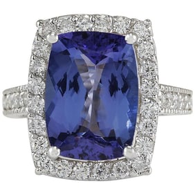 Tanzanite Diamond Ring 14K White Gold