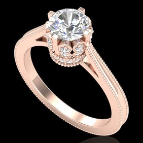 1.14 ctw VS/SI Diamond Solitaire Art Deco Ring 18k Rose Gold