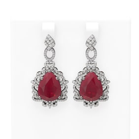 23.25 ctw Ruby & Diamond Earrings 18K White Gold