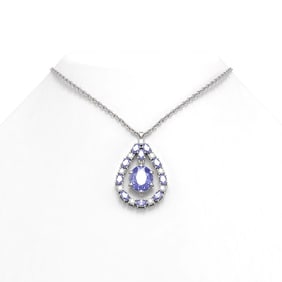 10.31 ctw Tanzanite & Diamond Necklace 18K White Gold