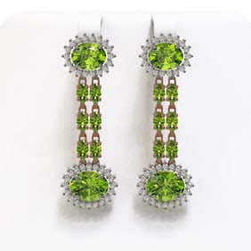 11.96 ctw Peridot & Diamond Earrings 14K Rose Gold