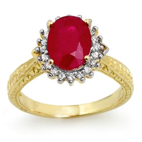 2.75 ctw Ruby & Diamond Ring 18k Yellow Gold