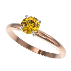 0.75 ctw Certified Intense Yellow Diamond Engagment Ring 10k Rose Gold
