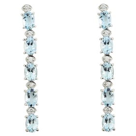 Aquamarine Diamond Earrings 14K White Gold