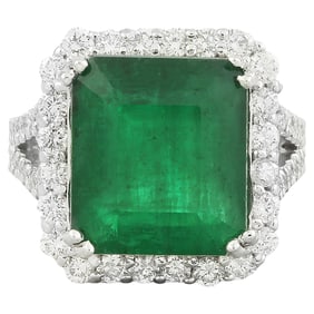 Exquisite Natural Emerald Diamond Ring In