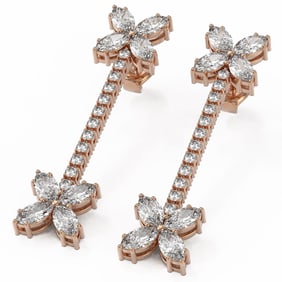 4.42 ctw Marquise Diamond Designer Earrings 18K Rose Gold