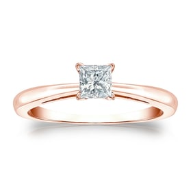 Natural 0.33 CTW Diamond Solitaire Ring 18K Rose Gold