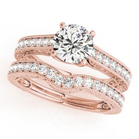 1.42 ctw Certified VS/SI Diamond 2pc Wedding Set 14k Rose Gold