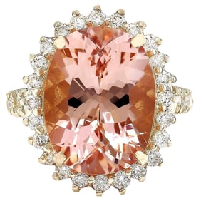 Natural Morganite Diamond Ring In 14