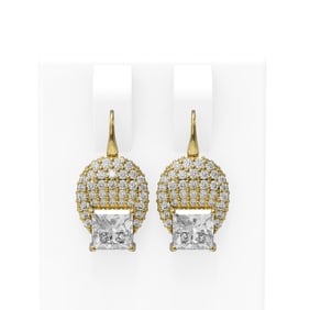 2.78 ctw Princess Diamond Earrings 18K Yellow Gold
