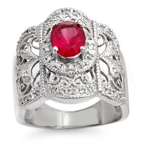 2.15 ctw Rubellite & Diamond Ring 10k White Gold