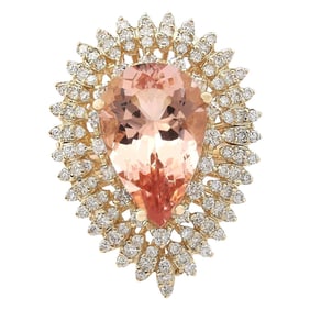 Morganite Diamond Ring 14K Yellow Gold
