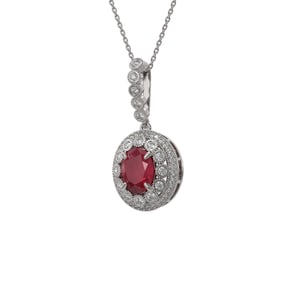 4.67 ctw Certified Ruby & Diamond Victorian Necklace 14K White Gold