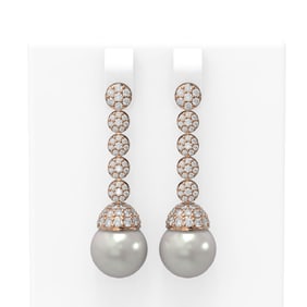 2.75 ctw Diamond & Pearl Earrings 18K Rose Gold