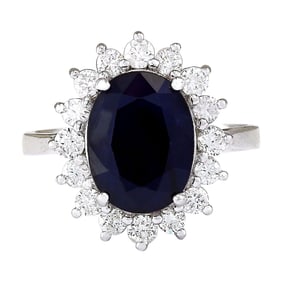 Natural Sapphire Diamond Ring In 14