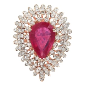 Natural Ruby Diamond Ring In 14