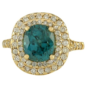 Zircon Diamond Ring 14K Yellow Gold