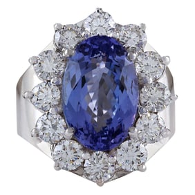 Tanzanite Diamond Ring 14K White Gold