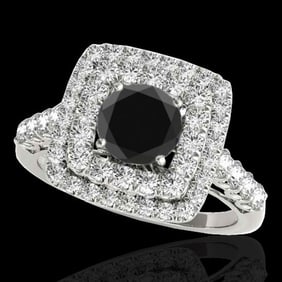 2.3 ctw Certified VS Black Diamond Solitaire Halo Ring 10k White Gold