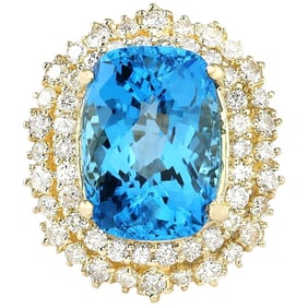 Natural Topaz Diamond Ring In 14