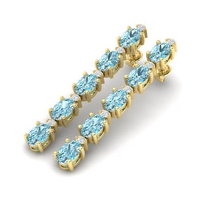 15.47 ctw Sky Blue Topaz & VS/SI Certified Diamond Earrings 10k Yellow Gold