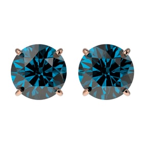 1.97 ctw Certified Intense Blue Diamond Stud Earrings 10k Rose Gold