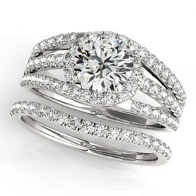 1.4 ctw Certified VS/SI Diamond 2pc Wedding Set 14k White Gold